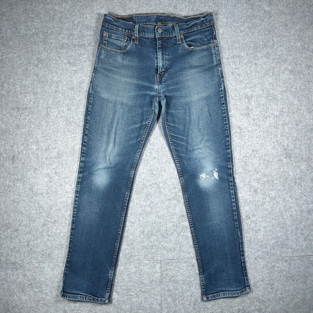 Levi's 514 Denim Jeans Mens 32x32 Blue Straight‎ Leg Distressed Casual Workwear